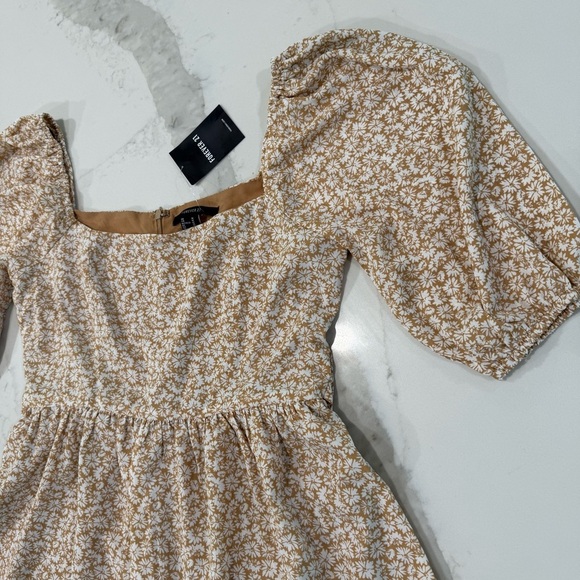Forever 21 NWT Floral SquareNeck PuffSleeve Cottage TieBack Dress Womens Medium - Picture 3 of 10